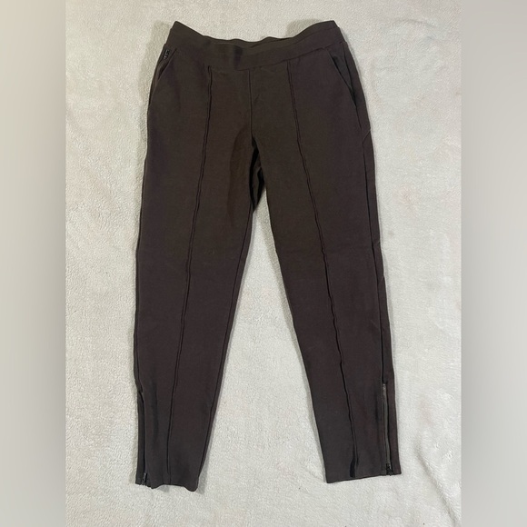 Athleta Pants Womens M Petite Brown Venice Heathered Pintuck Equestrian Athletic - Picture 1 of 12